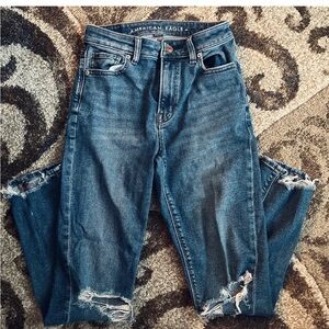 American Eagle High Rise Ripped Jeans